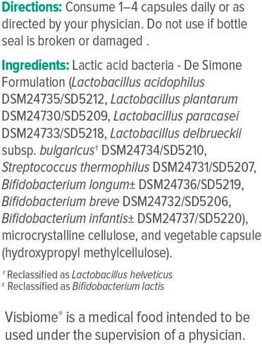 Visbiome® GI Care - بروبيوتيك عالي الفاعلية - 112.5 مليار CFU البروبيوتيك المباشر ، صياغة De Simone الأصلية ، المصنوعة في الولايات المتحدة الأمريكية ، 60 كبسولة. in Kuwait
