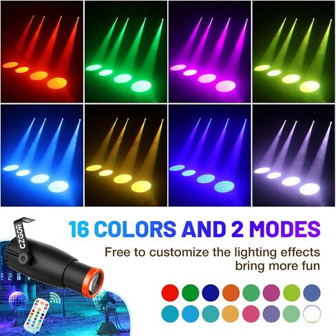 ضوء Pinspot، مصباح كرة ديسكو بتركيز يدوي Czgor، 18 وات RGBW 4 في 1 LED ضوء كرة ديسكو 16 لونًا مع جهاز تحكم عن بعد، إضاءة مسرح ساطعة لمرآة الكرة DJ Disco Party Club Bar Wedding in Saudi Arabia