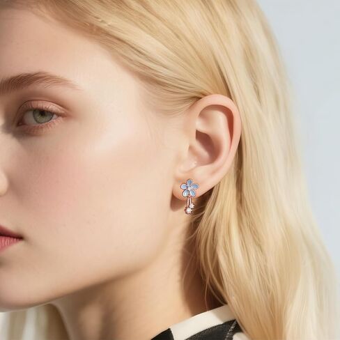 SLUYNZ Solid 925 Sterling Silver Pretty Flowers Earrings Studs for Women Teens Elegant CZ Flowers Studs Earrings in Saudi Arabia