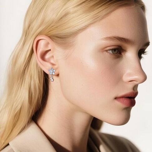 SLUYNZ Solid 925 Sterling Silver Pretty Flowers Earrings Studs for Women Teens Elegant CZ Flowers Studs Earrings in Saudi Arabia