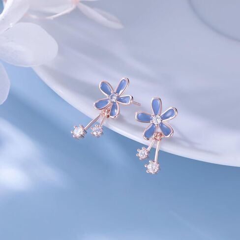 SLUYNZ Solid 925 Sterling Silver Pretty Flowers Earrings Studs for Women Teens Elegant CZ Flowers Studs Earrings in Saudi Arabia
