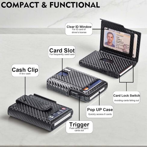 محفظة WXM للرجال مع حامل الجوية الائتمان الائتمان النحيف الجيب الحقيقي الألياف الكربونية RFID حظر هدية رجالي الحد الأدنى (محفظة Airtag Black) in Saudi Arabia