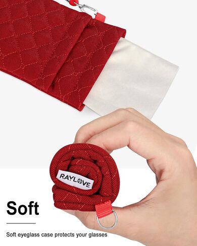 RayLove Double Glasses Case Soft Eyeglass Cases with Cleaning Cloth Squeeze Top Sunglasses Case Glasses Pouch for Women Men in Saudi Arabia