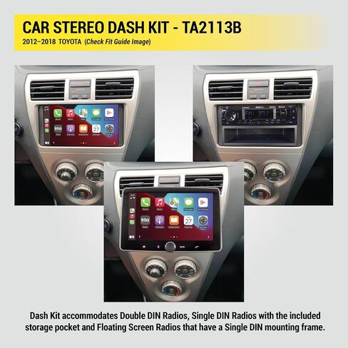 Scosche TA2113B Compatible with 2012-14 Toyota Yaris ISO Double DIN & DIN+Pocket Dash Kit Black in Saudi Arabia