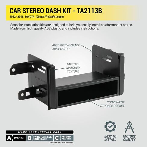 Scosche TA2113B Compatible with 2012-14 Toyota Yaris ISO Double DIN & DIN+Pocket Dash Kit Black in Saudi Arabia