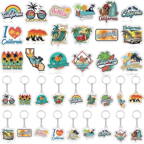 36 Pcs Souvenir Gift Set Florida Keychain Miami Magnet for Refrigerator California Souvenir Keychain Gift in Saudi Arabia