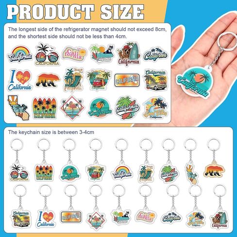 36 Pcs Souvenir Gift Set Florida Keychain Miami Magnet for Refrigerator California Souvenir Keychain Gift in Saudi Arabia