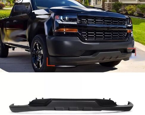 Front Pumper Valance + Chrome Skid Plate متوافق مع Silverado 1500 2016-2019 مع Z71 (ثقوب خطاف السحب مع لوحة التزلج) in Saudi Arabia