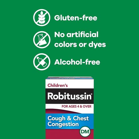 Robitussin Children Cough and Consction DM ، Medicine Cough for Kids ، Flugh Grape - 4 Fl Oz Bottle ، 300318715130 in Kuwait