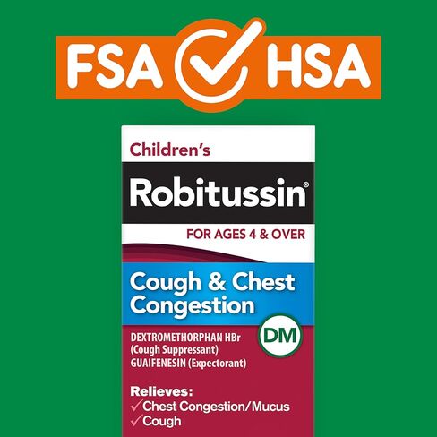 Robitussin Cough and Chest Congestion DM, Children's Cough Medicine, Grape Flavor - 4 Fl Oz x 3 in Kuwait