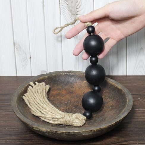 2PCS Farmhouse Decor Wooden Bead with Tassels Rustic Boho Minimalist Home Accent Country Decoration Beads for Door Knob Wall Hanging Living Room Decor, Natural in Saudi Arabia