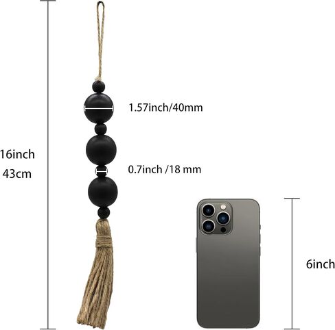 2PCS Farmhouse Decor Wooden Bead with Tassels Rustic Boho Minimalist Home Accent Country Decoration Beads for Door Knob Wall Hanging Living Room Decor, Natural in Saudi Arabia