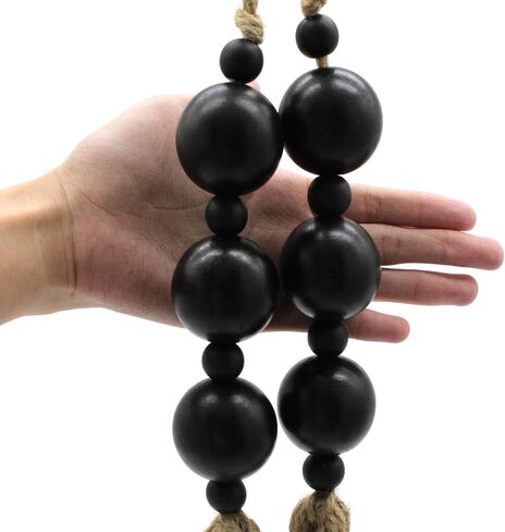 2PCS Farmhouse Decor Wooden Bead with Tassels Rustic Boho Minimalist Home Accent Country Decoration Beads for Door Knob Wall Hanging Living Room Decor, Natural in Saudi Arabia