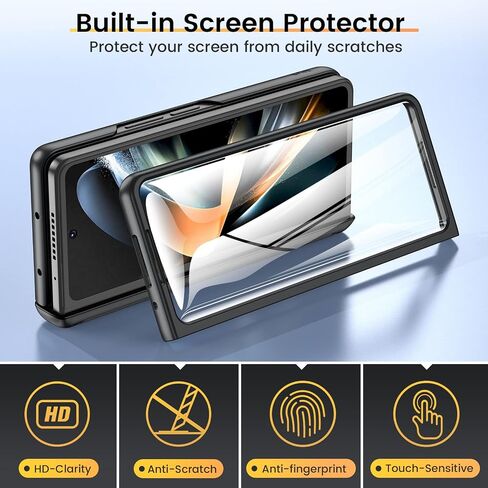 حافظة VEGO لهاتف Samsung Z Fold 5، حافظة Galaxy Z Fold 5 مع غطاء كاميرا منزلق وواقي شاشة مدمج 360 درجة حافظة حماية من السقوط لهاتف Samsung Galaxy Z Fold 5 5G 2023 - أسود in Kuwait