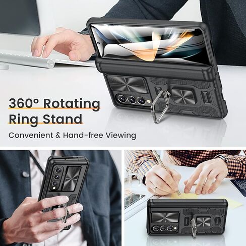 حافظة VEGO لهاتف Samsung Z Fold 5، حافظة Galaxy Z Fold 5 مع غطاء كاميرا منزلق وواقي شاشة مدمج 360 درجة حافظة حماية من السقوط لهاتف Samsung Galaxy Z Fold 5 5G 2023 - أسود in Kuwait