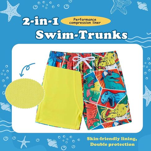 UMELOK Boys Swim Trunks with Compression Liner Toddler Bathing Suit in Kuwait