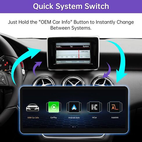 NINETOM 2025 تم ترقيته 12.3 "شاشة اللمسات الشاشة اللاسلكية Ultra-Narrow Carplay Android Auto متوافق مع Mercedes-Benz GLA/CLA/A -Lass C117/X117/X156 (2013-2015) ، لنظام NTG 4.5/4.7 in Saudi Arabia