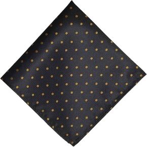 tiemart Polka Dot Pocket Square, Black with Gold Dots, 12" x 12" in Saudi Arabia