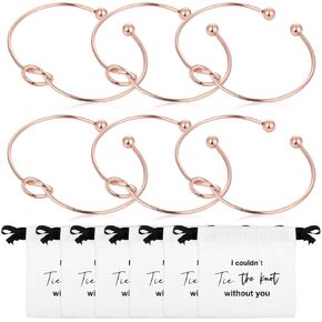 Tie the Knot Bracelet Bridesmaid Gifts Set of 8/6/4 With Linen Cotton Small Drawstring Bags,Bridesmaids Proposal Gifts,Tie the Love Knot Bridesmaid Bracelet for Women Wedding in Kuwait