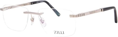 ZI60067 C02 Eyeglasses Men's Shiny Silver Rimless Rectangle Shape 58mm in Saudi Arabia
