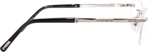 ZI60067 C02 Eyeglasses Men's Shiny Silver Rimless Rectangle Shape 58mm in Saudi Arabia