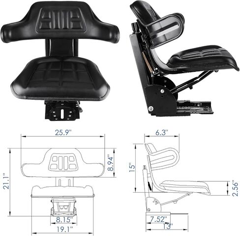 Suspension Seat for Ford/New Holland Tractor 3000 3010 3300 3330 3400 3600 3610, Black in Saudi Arabia
