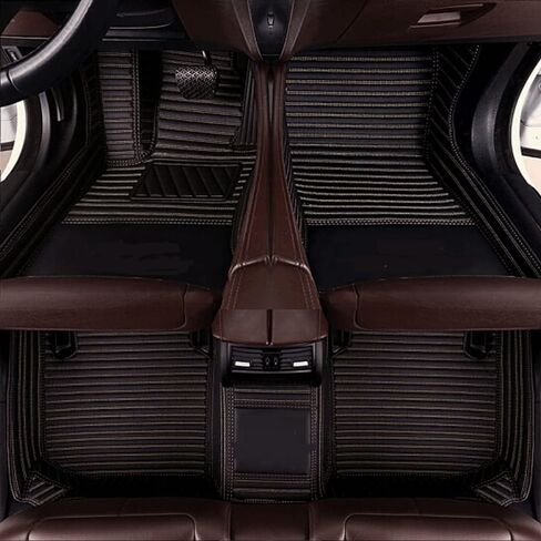 Making Automotive Car Floor Mats - Upgrade Your Car Interior with Vehicle-Specific Floor Mats Liners - Perfect for Cars, Trucks, SUV - Premium Car Mats Accessories (Black Beige Stripe) in Saudi Arabia