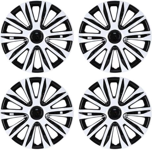 16'' Hubcaps Set of 4 Wheel Rim Cover Universal R16 Hub Caps Replacement ABS Material Exterior Accessories for Car Pickup Truck SUV (16-Inch, Silver & Black Lacquer) in Kuwait