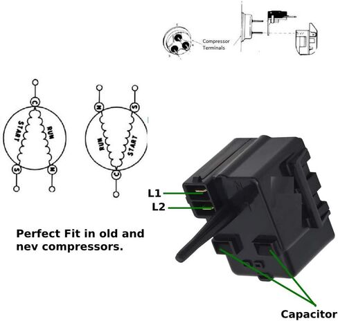 GLOB PRO SOLUTIONS 218721101 Compressor relay kit black Refrigerator Replacement for and compatible with Frigidaire Kenmore 218721101 Heavy DUTY in Saudi Arabia