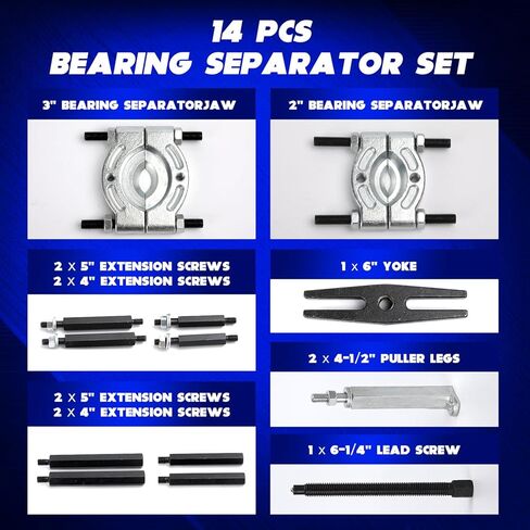 14PCS Bearing Puller Set , Bearing Separator Puller, 5 Ton Capacity Bearing Separator Wheel Hub Axle Puller Set Pinion Wheel Bearing Removal Kit, 2" and 3" Jaws, Wheel Hub Axle Puller Set (red) in Kuwait