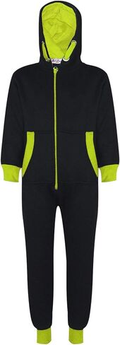 Kids Girls Boys A2Z Onesie One Piece Contrast Fleece Hoodie All In One Jumpsuit Easy-care Comfortable For Children Age 2-13 in Saudi Arabia