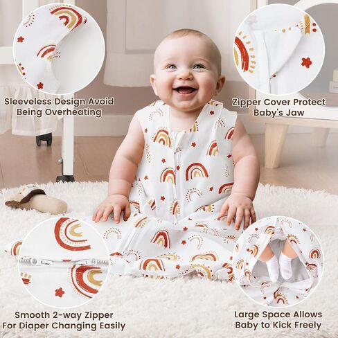 PHF 100% Organic Cotton Baby Sleep Sack 6-12 Months, Soft Lightweight Wearable Blanket for Babies, 2-Way Zipper 0.3 TOG Comfy Toddler Sleeping Sack 3 Pack for Boys Girls Neutral, Pink Floral (Medium) in Saudi Arabia