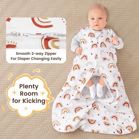 PHF 100% Organic Cotton Baby Sleep Sack 6-12 Months, Soft Lightweight Wearable Blanket for Babies, 2-Way Zipper 0.3 TOG Comfy Toddler Sleeping Sack 3 Pack for Boys Girls Neutral, Pink Floral (Medium) in Saudi Arabia