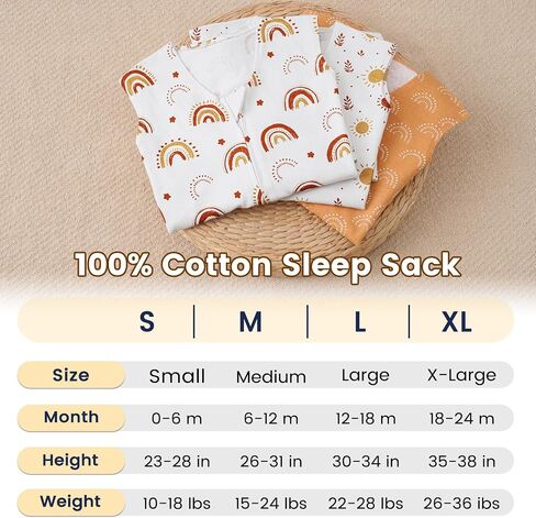 PHF 100% Organic Cotton Baby Sleep Sack 6-12 Months, Soft Lightweight Wearable Blanket for Babies, 2-Way Zipper 0.3 TOG Comfy Toddler Sleeping Sack 3 Pack for Boys Girls Neutral, Pink Floral (Medium) in Saudi Arabia