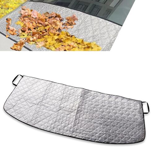 غطاء حماية حوض الزجاج الأمامي ، غطاء مقاوم للغبار والورق ، 66.9 "× 17.7" غطاء نافذة أمامية مثالية مع شريط مرن وكتلة امتصاص ، لمعظم شاحنات السيارات (الفضة) in Saudi Arabia