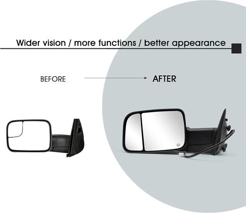 NEYASU Pair Towing Mirrors fit for 2009-2018 Dodge Ram 1500 2010-2018 Ram 2500 3500 Turn Signal Light Power Heated Puddle Lamp Temperature Sensor Manual Flip Up Tow Mirror Black Cap LH RH in Saudi Arabia