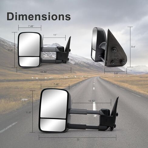 Towing Mirrors Fit For 1999-2006 Chevy Silverado 1500 2500 3500 GMC Sierra Yukon Tahoe Manual Adjust Manual FlipUp LH RH Tow Mirrors in Kuwait