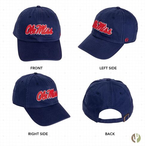 Desert Cactus Ole Miss University of Mississippi Baseball Hat Rebels U of M Brimmed Embroirderd Hats Cap Adjustable Cloth Strap Adult (Style D1) Blue in Saudi Arabia