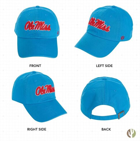 Desert Cactus Ole Miss University of Mississippi Baseball Hat Rebels U of M Brimmed Embroirderd Hats Cap Adjustable Cloth Strap Adult (Style D1) Blue in Saudi Arabia