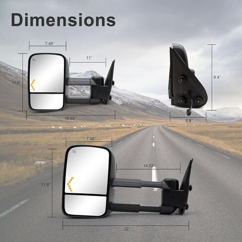 Towing Mirrors Fit For 1999-2006 Chevy Silverado 1500 2500 3500 GMC Sierra Yukon Tahoe Manual Adjust Manual FlipUp LH RH Tow Mirrors in Kuwait