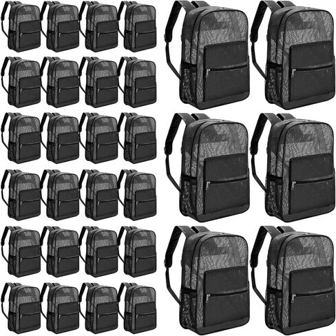 Amylove 100 Pcs Mesh Backpack Bulk 17 Inch See Through Heavy Duty Mesh Bookbags for Sports Travel Donation Charities (20 Color) in Saudi Arabia