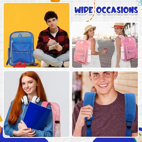 Amylove 12 Pcs Backpacks Bulk 17 Inch See Through Mesh Backpacks Heavy Duty for Sports Travel Donation Charities (Classic Color) in Saudi Arabia