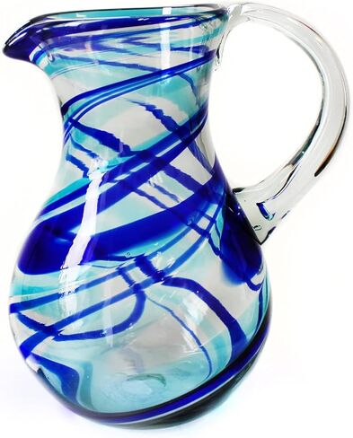 10 '' إبريق زجاجي مصنوع في المكسيك - Blue & Aqua Swirl ، 6.5 '' Diax10'H in Saudi Arabia
