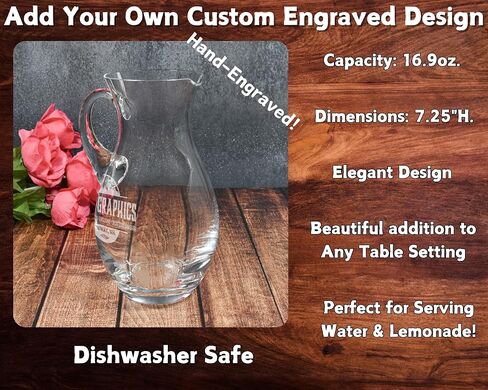 Personalized Hand-Engraved Bohemia Glass Pitcher 16.9oz. in Saudi Arabia