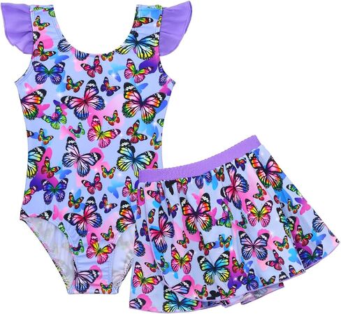Girls Bathing Suit One Piece Swimsuits Ruffles Swimwear with Skirt UPF 50+ Sun Protection for Kids Child Beach in Kuwait