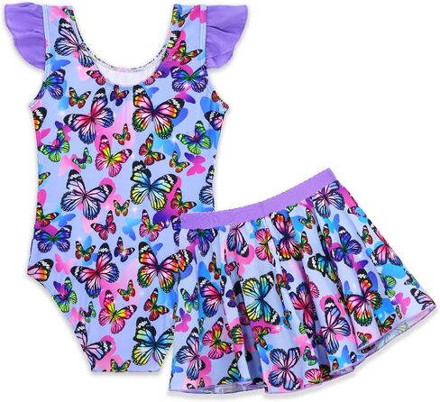 Girls Bathing Suit One Piece Swimsuits Ruffles Swimwear with Skirt UPF 50+ Sun Protection for Kids Child Beach in Kuwait