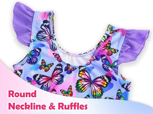 Girls Bathing Suit One Piece Swimsuits Ruffles Swimwear with Skirt UPF 50+ Sun Protection for Kids Child Beach in Kuwait
