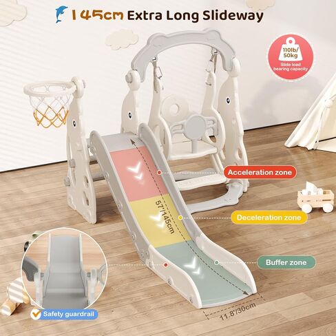 Toddler Slide Set, 5 in 1 Indoor Slide Playgrounds for Toddlers 1-3 Bus Playhouse Outdoor Slide Freestanding Playset with Basketball Hoop Climber Toddler Playground in Kuwait