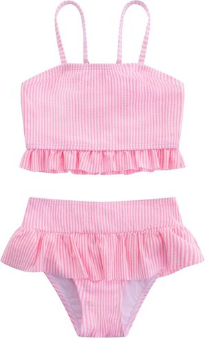 LIZENS Girls Two Piece Swimwear Striped Swimsuit for Kids Girls Swimsuit Tankini Set in Kuwait