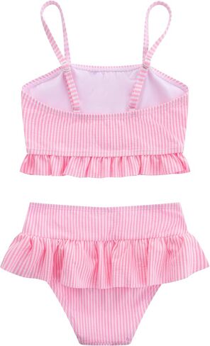 LIZENS Girls Two Piece Swimwear Striped Swimsuit for Kids Girls Swimsuit Tankini Set in Kuwait